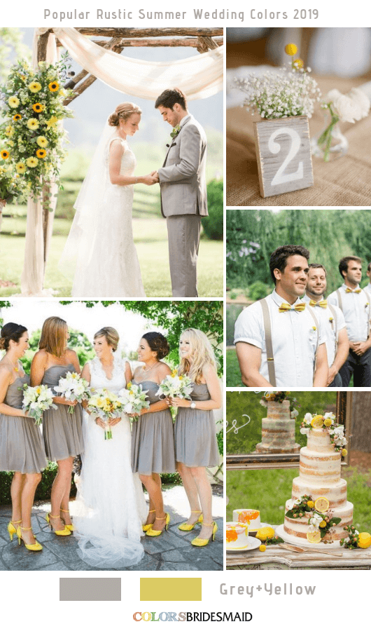 8 Popular Rustic Summer Wedding Color Ideas for 2019 - Grey and Yellow